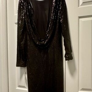 Tadashi Shoji Black Sequin Backless Dress